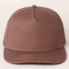 Solid Color Cotton Trucker Hat with Mesh Back