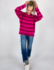 Magenta Striped Sweater Top