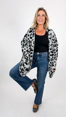 Grey Leopard Open Cardigan