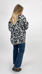 Grey Leopard Open Cardigan