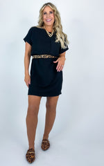 Black Ribbed Pocket Dress