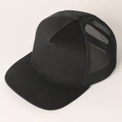 Solid Color Cotton Trucker Hat with Mesh Back