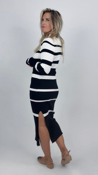 Black and White Striped Dress