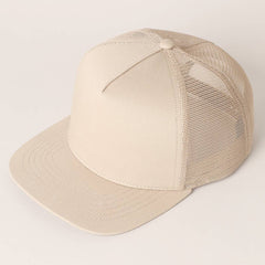 Solid Color Cotton Trucker Hat with Mesh Back