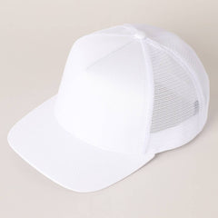 Solid Color Cotton Trucker Hat with Mesh Back