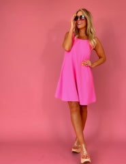 Pink Elastic Strap Dress