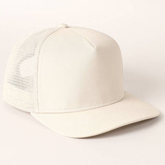 Solid Color Cotton Trucker Hat with Mesh Back