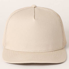 Solid Color Cotton Trucker Hat with Mesh Back