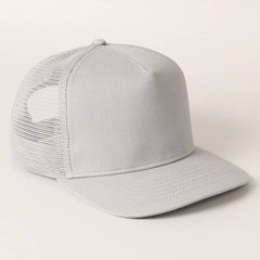 Solid Color Cotton Trucker Hat with Mesh Back