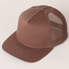 Solid Color Cotton Trucker Hat with Mesh Back