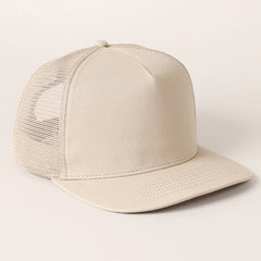 Solid Color Cotton Trucker Hat with Mesh Back