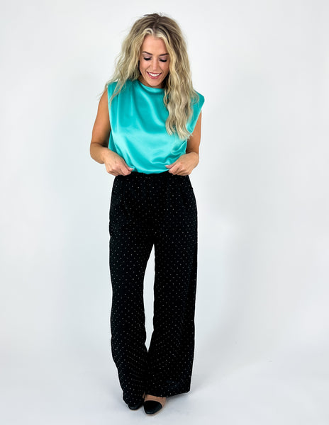 Rhinestone Wide Leg Pants