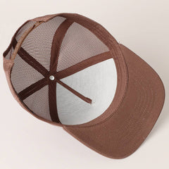 Solid Color Cotton Trucker Hat with Mesh Back