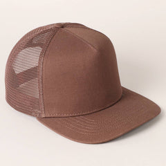 Solid Color Cotton Trucker Hat with Mesh Back