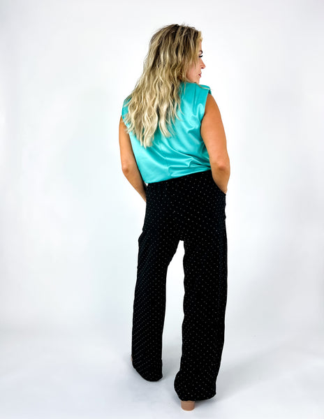 Rhinestone Wide Leg Pants