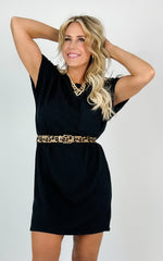 Black Ribbed Pocket Dress