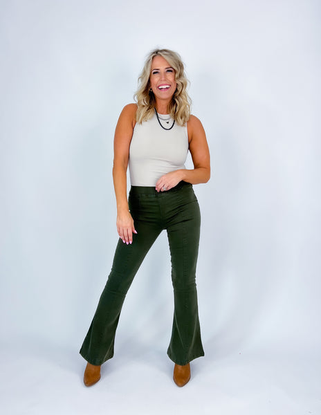 Olive Flare Pants