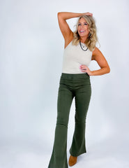 Olive Flare Pants