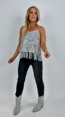 Sequin Tassel Cami Tank