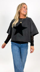 Star Washed Black Top