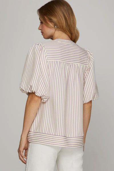 Lilac Stripe Woven Top