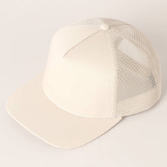 Solid Color Cotton Trucker Hat with Mesh Back