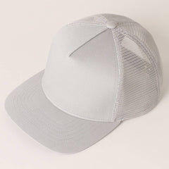 Solid Color Cotton Trucker Hat with Mesh Back